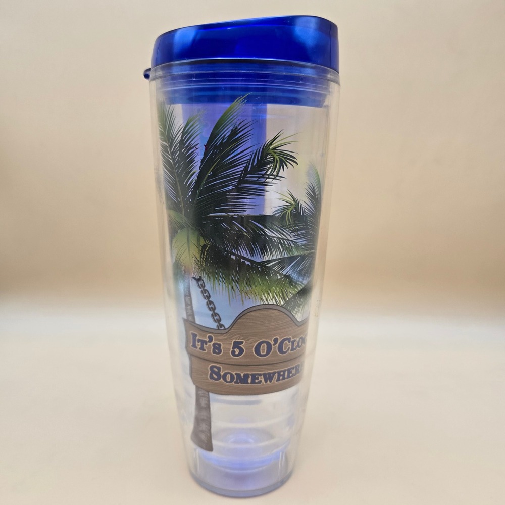 Margaritaville 26oz Insulated Tumbler It's 5 O'Clock Somewhere Blue Lid USA